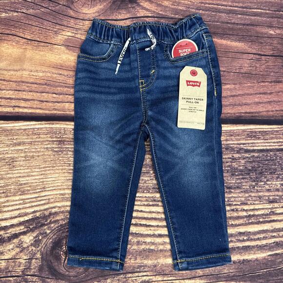 Levi's Baby Boys' 9 Months Skinny Taper Pull-On Jeans Medium Wash Soft NEW - Picture 1 of 7
